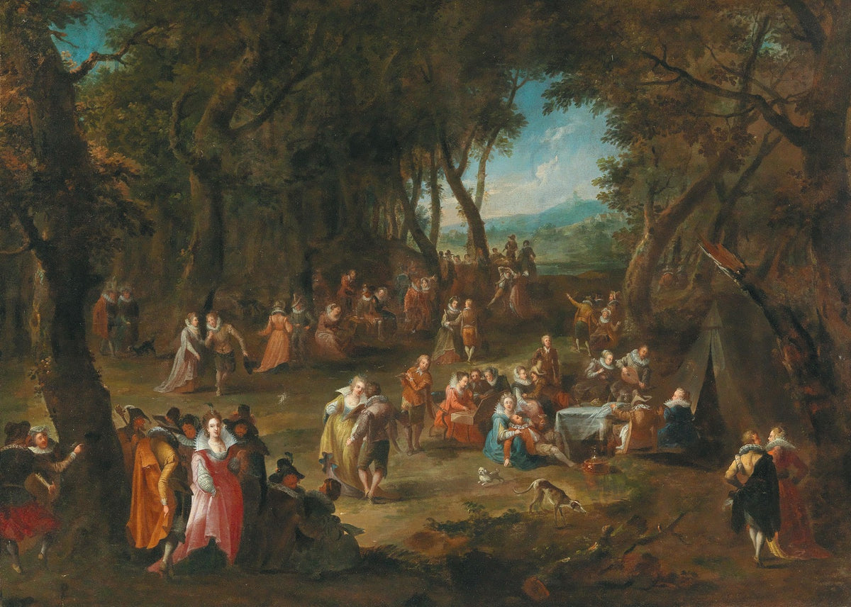 Landscape with elegant figures 18th Century