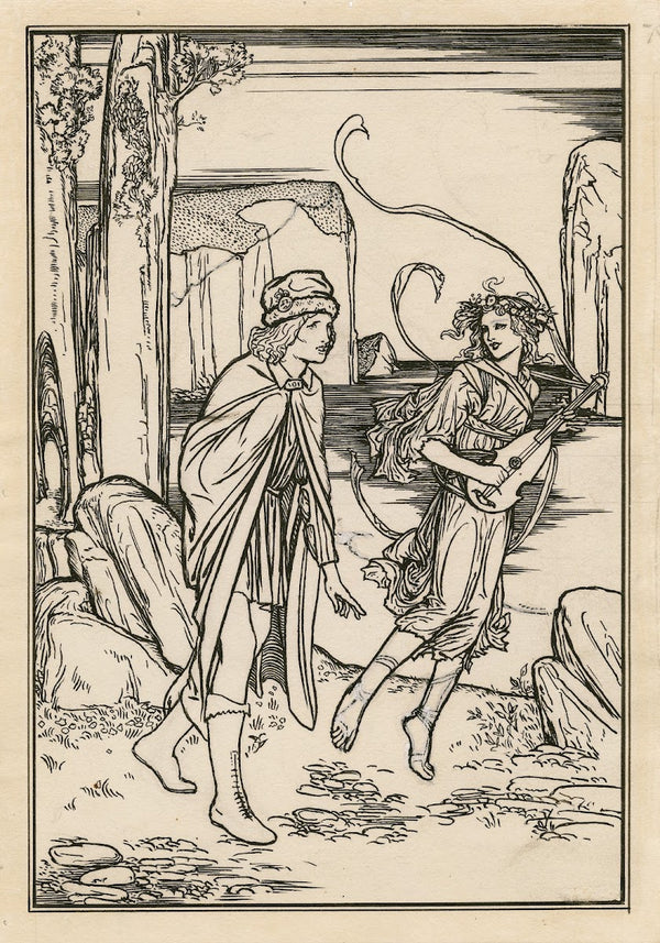 Design for full page illustration to act 1 scene 2 of Bells edition of The tempe