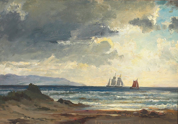 Skibe under opklaring i Laholm bugten ved Halland 1855