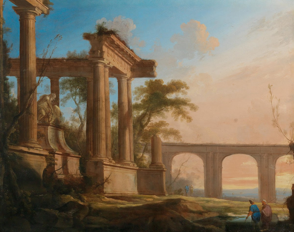 Landscape with ruins and an aqueduct