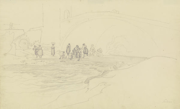 Wäscherinnen bei einer Brücke 1830 1831