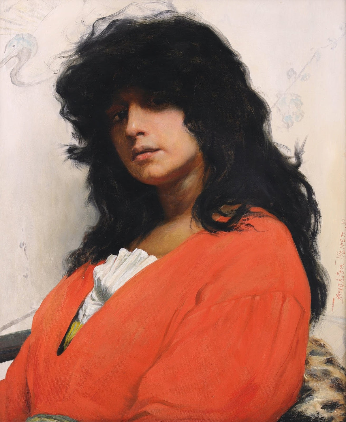 Portrait of a Dark Haired Girl in Red Dress 1886