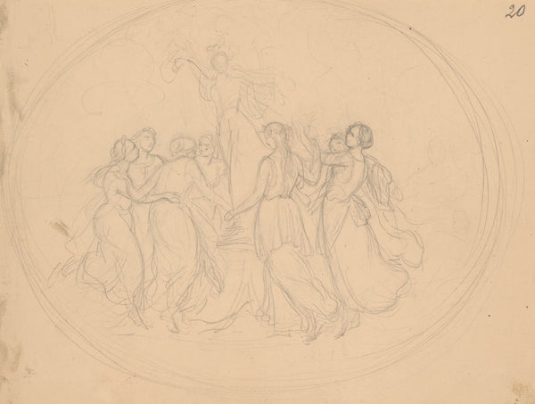 Sketch of the composition to the scene from the first act of the Giselle ballet