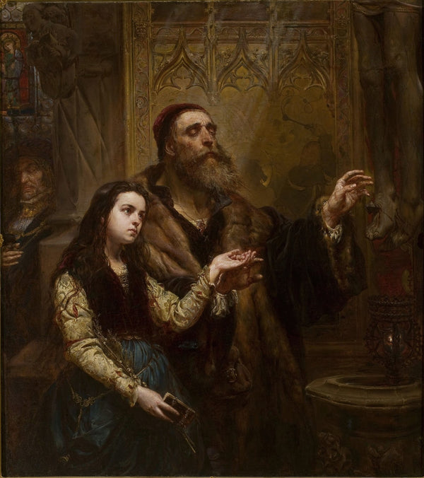 Blind Veit Stoss with his granddaughter 1865