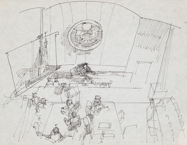 Overhead view of courtroom for the Patty Hearst trial San Francisco California 1