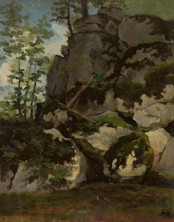 Landscape with rocks from the vicinity of Mzurów 1867