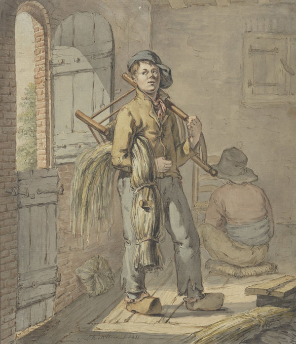 Stoelenmatters in een schuur aan het werk 1811