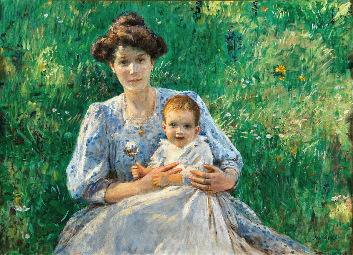 A Mother with Child in the meadow