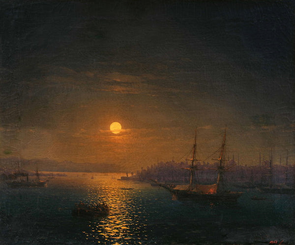 Istanbul The Golden Horn in the moonlight 1868