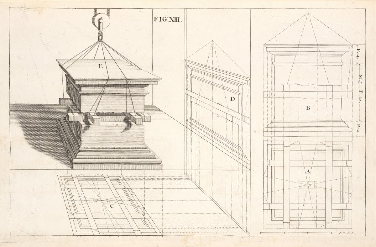 The projection of a pedestal of the composite order in perspective 1707