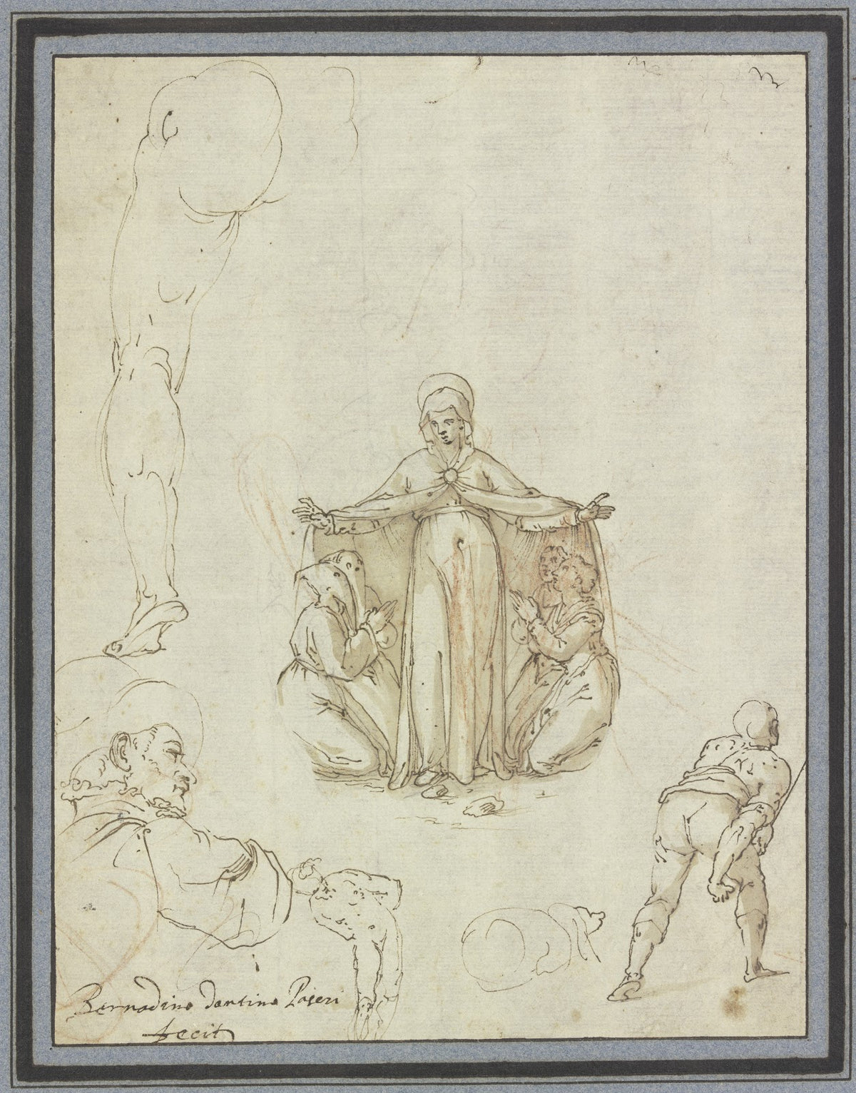 Schutzmantelmadonna und Einzelstudien ca 1580 1590
