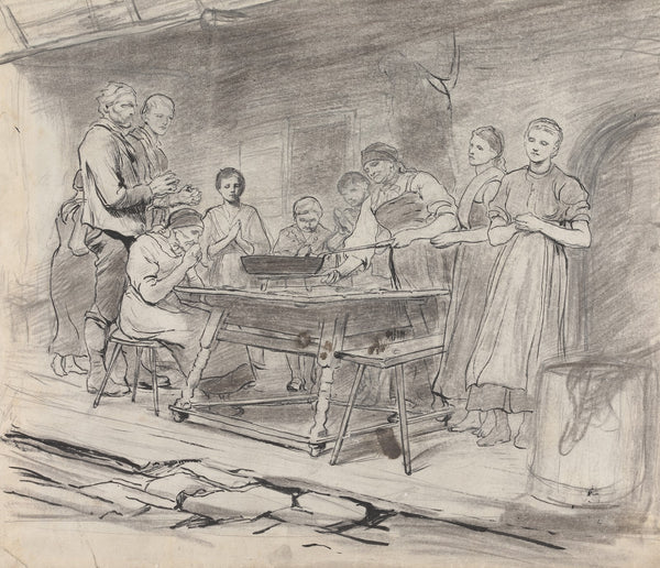 Study of Women and Men Saying Grace Before a Meal