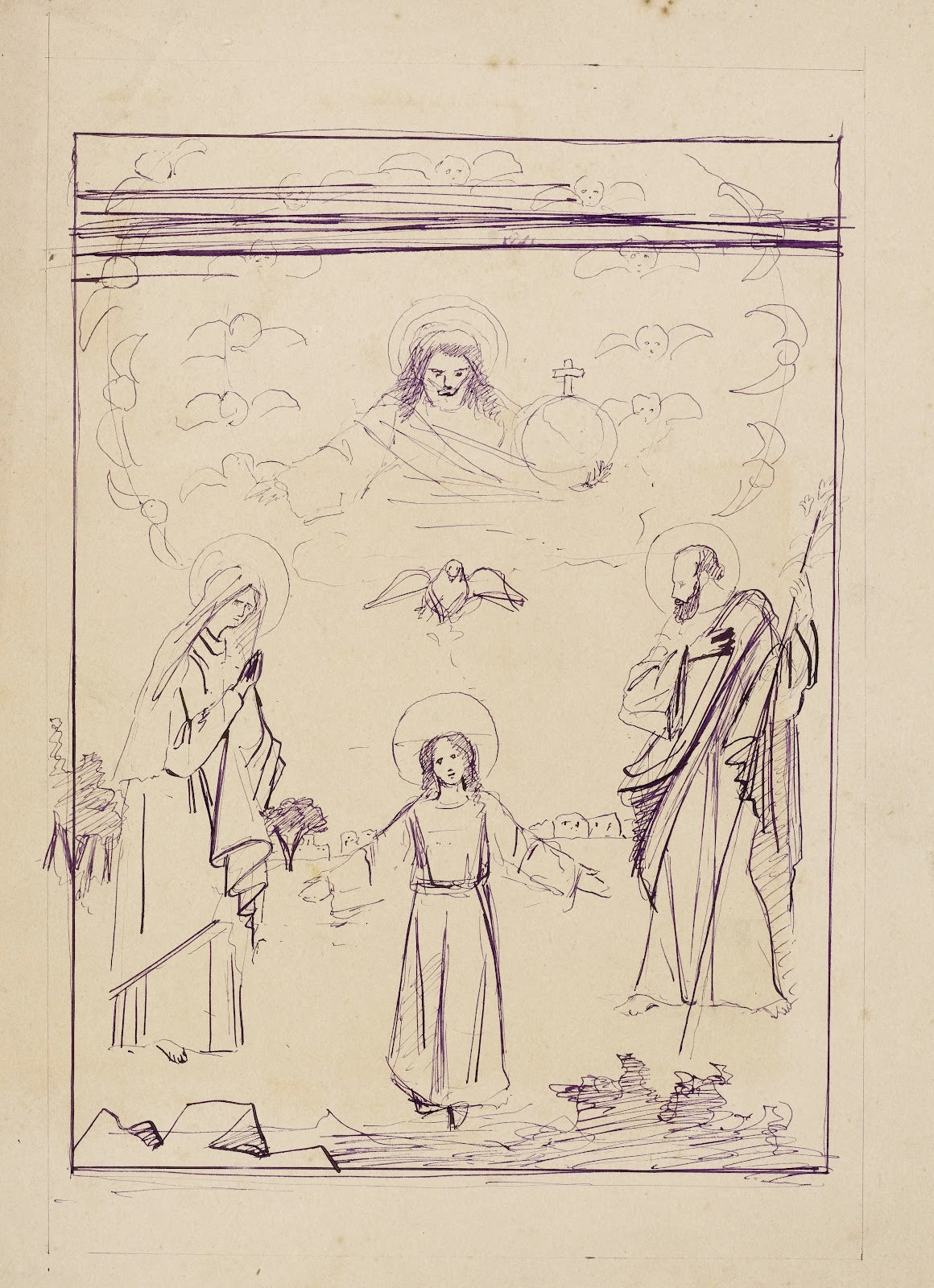 Etude pour un tableau de la Sainte Famille 1900