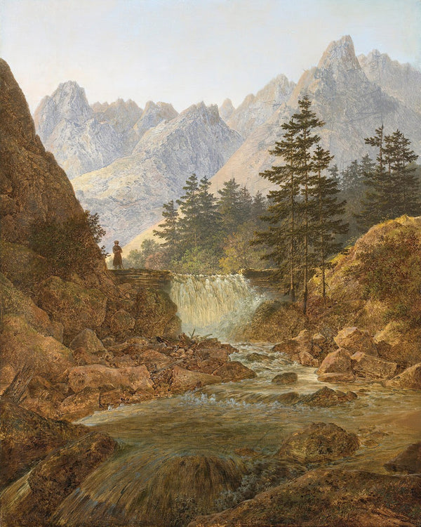 Gebirgslandschaft Mit Wanderer The Wanderer