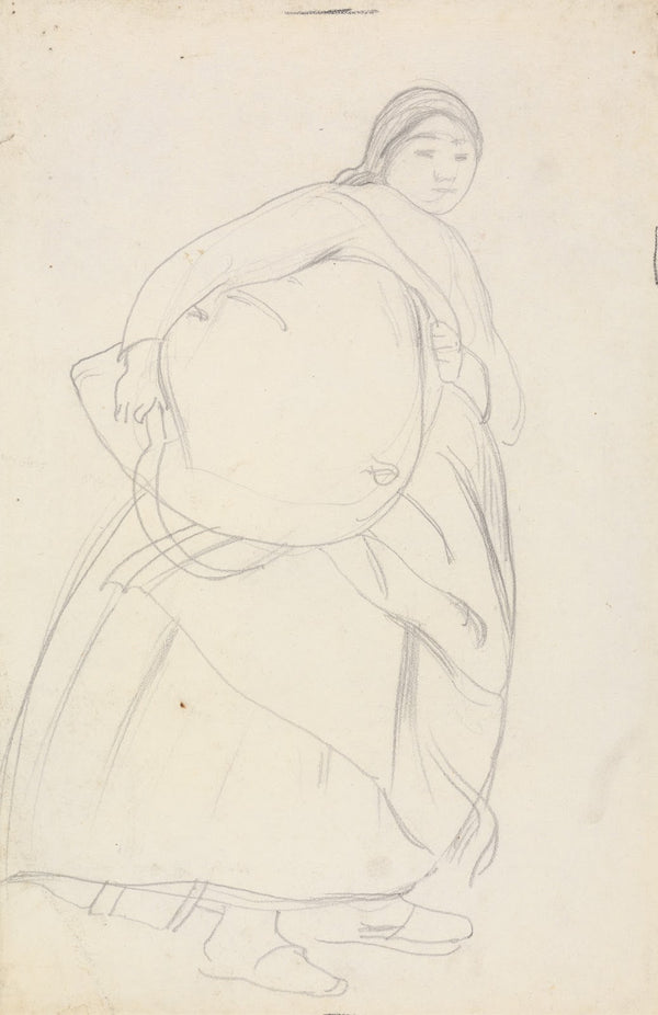 Woman Carrying a Sack of Cut Grass
