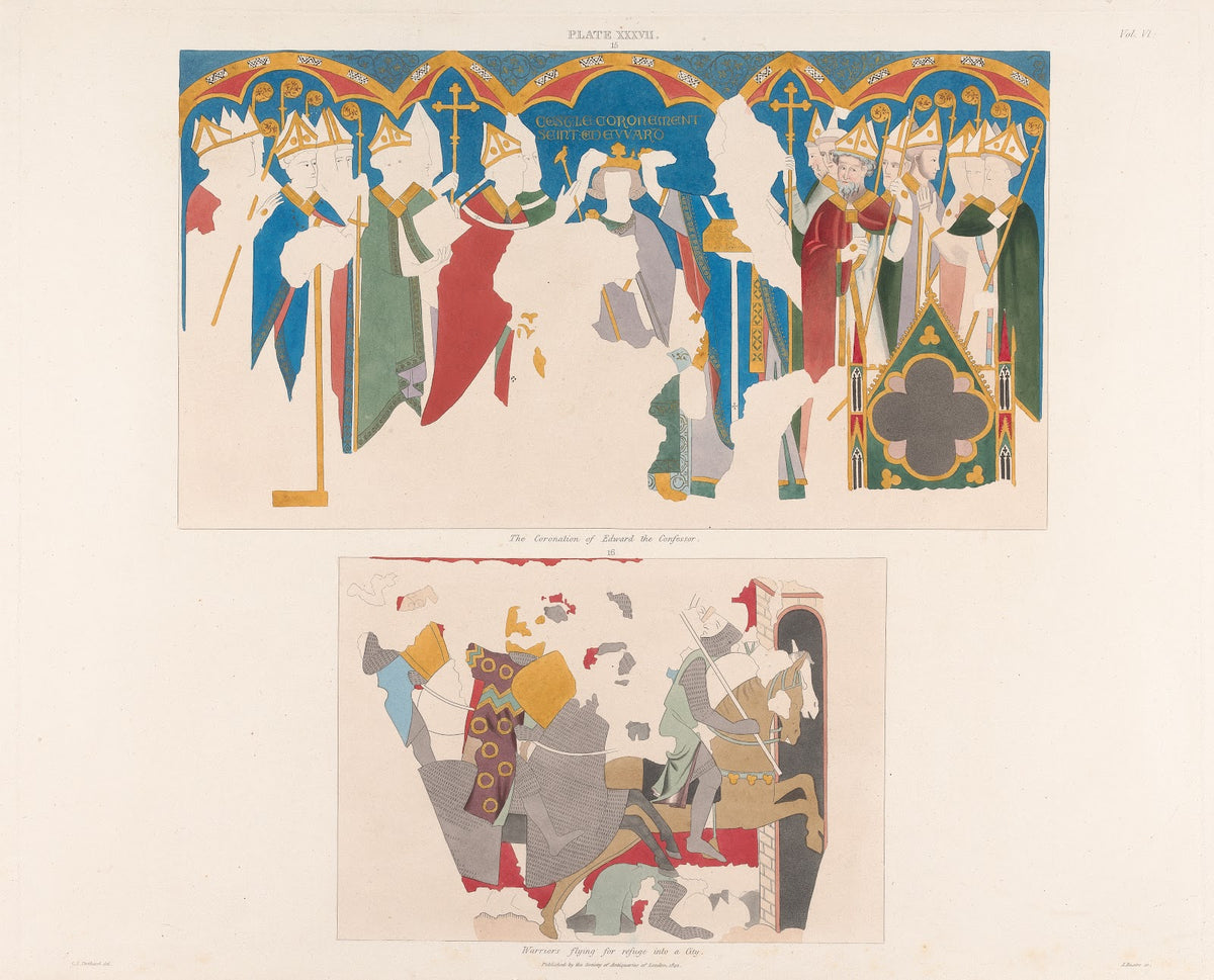 Vol 6 Plate XXXVII The Coronation of Edward the Confessor Warriors Flying for Re