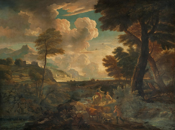 An Italianate landscape with herdsmen