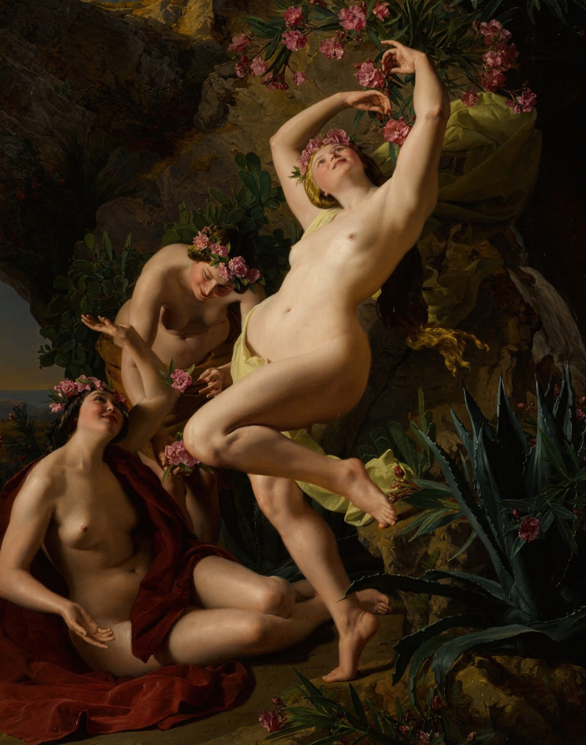 Three Graces garlanded with roses 1856