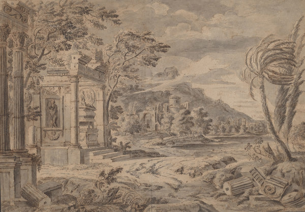 Antique Ruins along a Mountain Coast 1670s