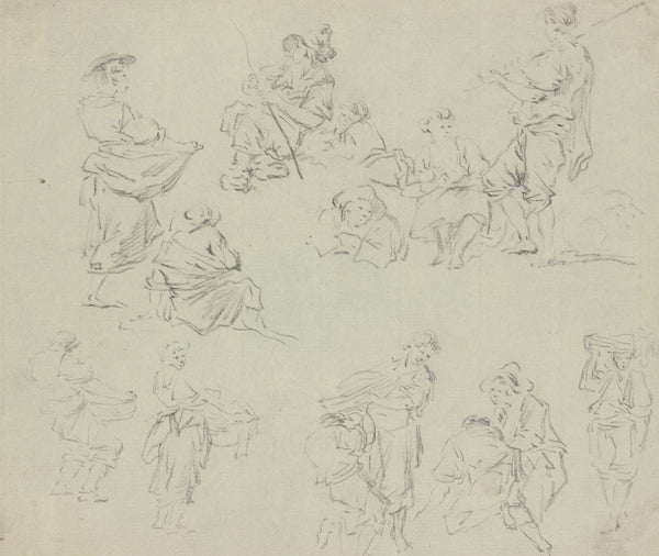 Skizzenblatt mit ländlichen Figuren