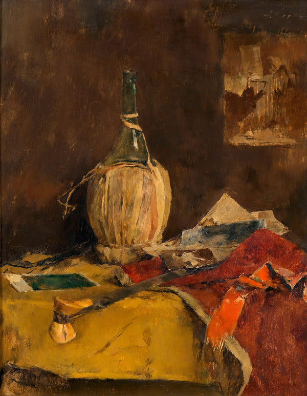 Stillleben mit Chiantiflasche before 1935