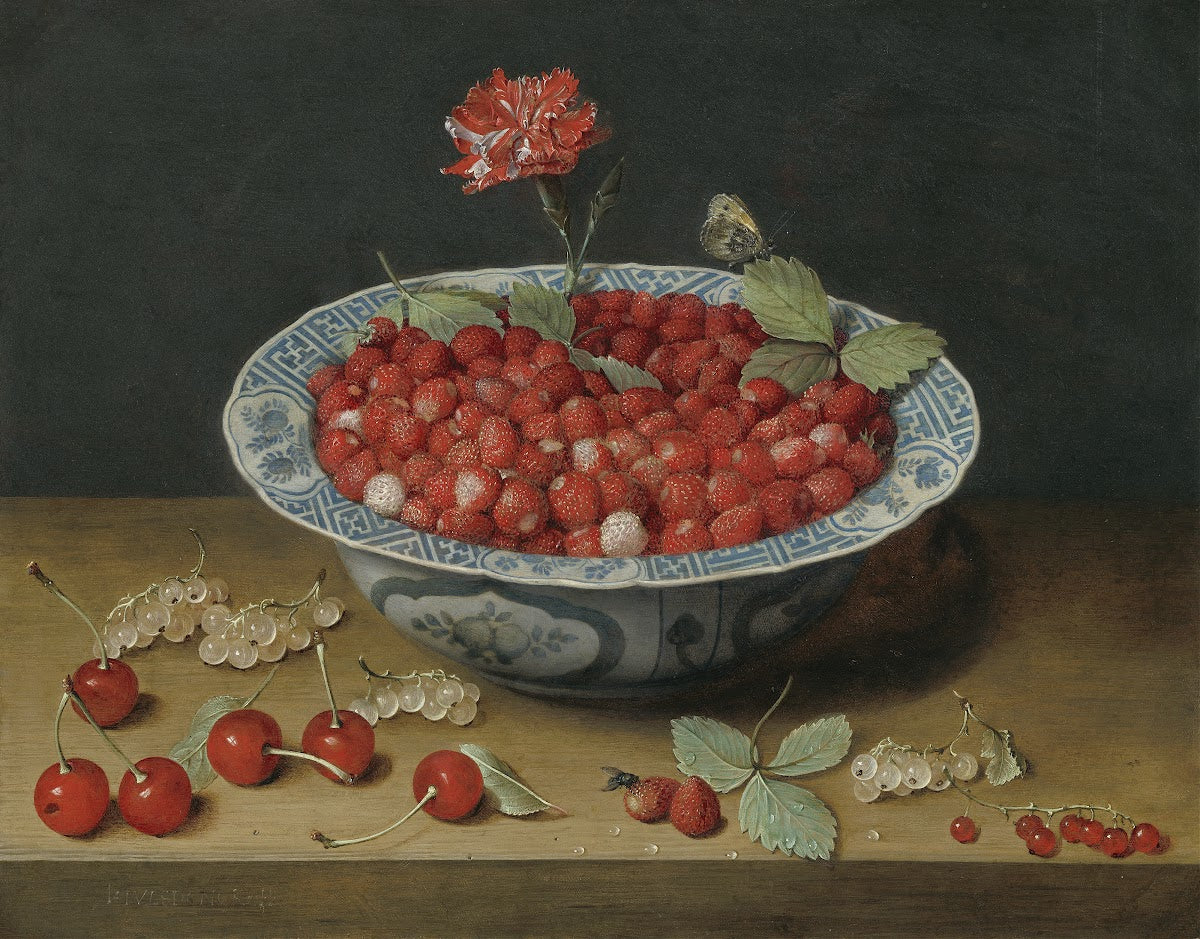 Wild Strawberries and a Carnation in a Wan Li Bowl c 1620