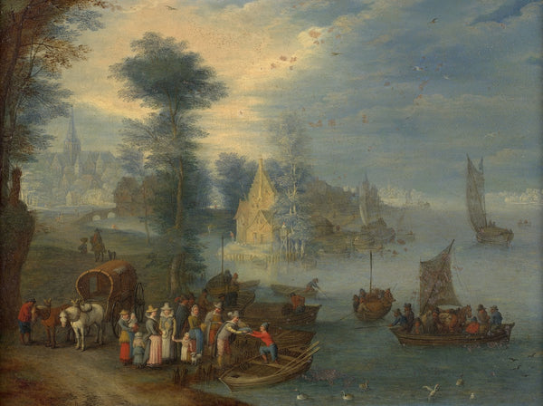 River landscape with figures