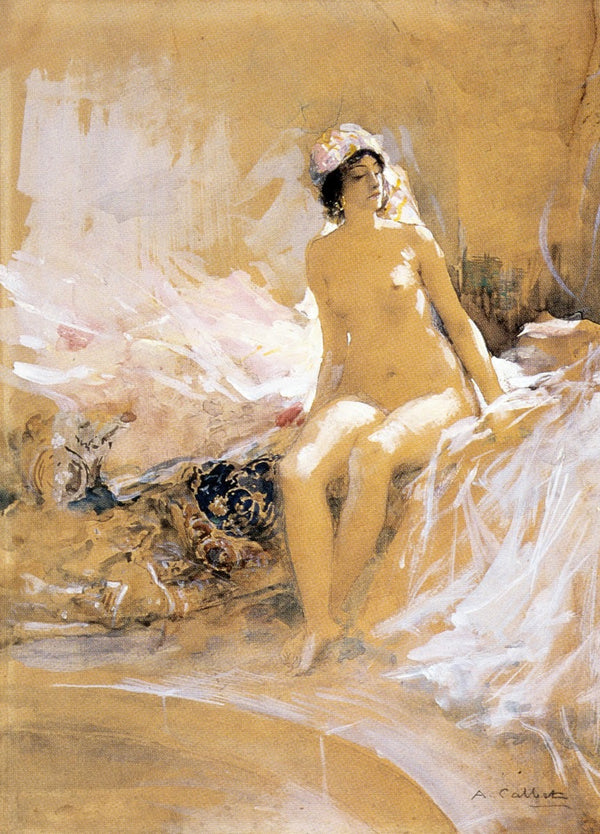 Odalisque assise devant une piscine before 1905