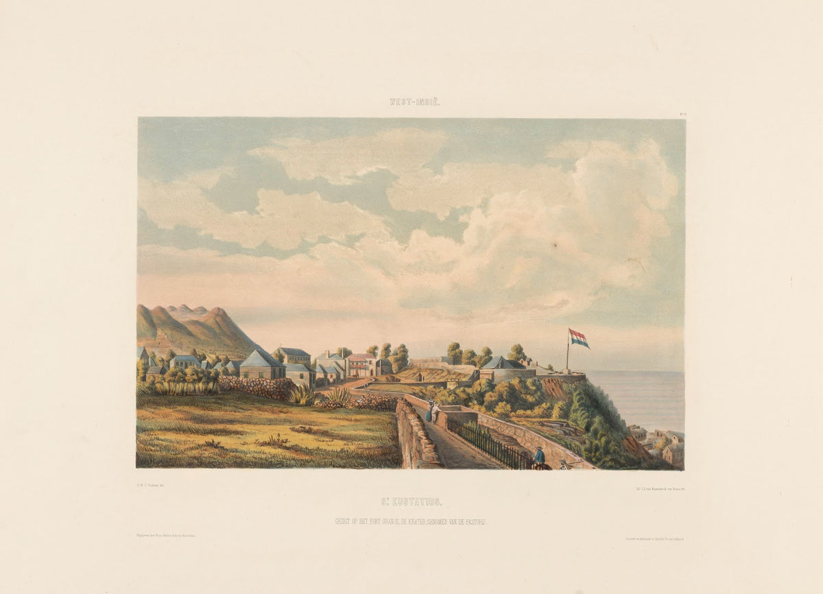 St Eustatius Gezigt op het Fort Oranje de krater genomen van de pastorij 1860 18