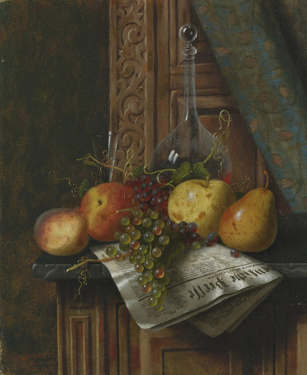 Still Life with Munich Newspaper Fruit and Decanter 1881