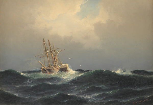 Et dampskib i en storm i Atlanterhavet 1863