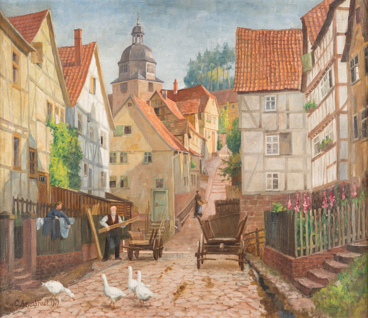 Alley in historic Marburg town 1917