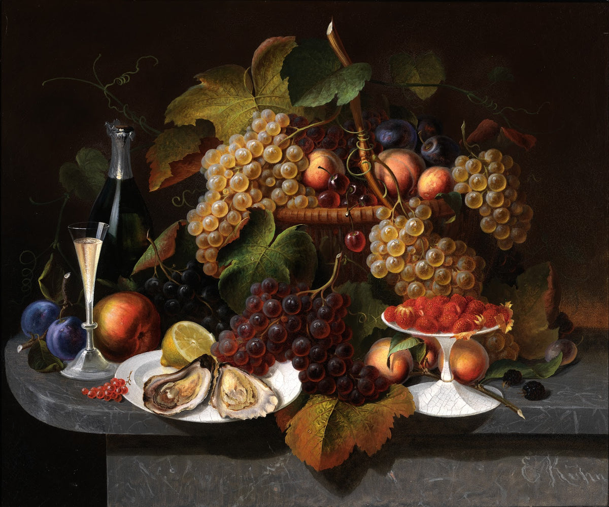 Still Life with Fruit Oysters and Wine ca 1865