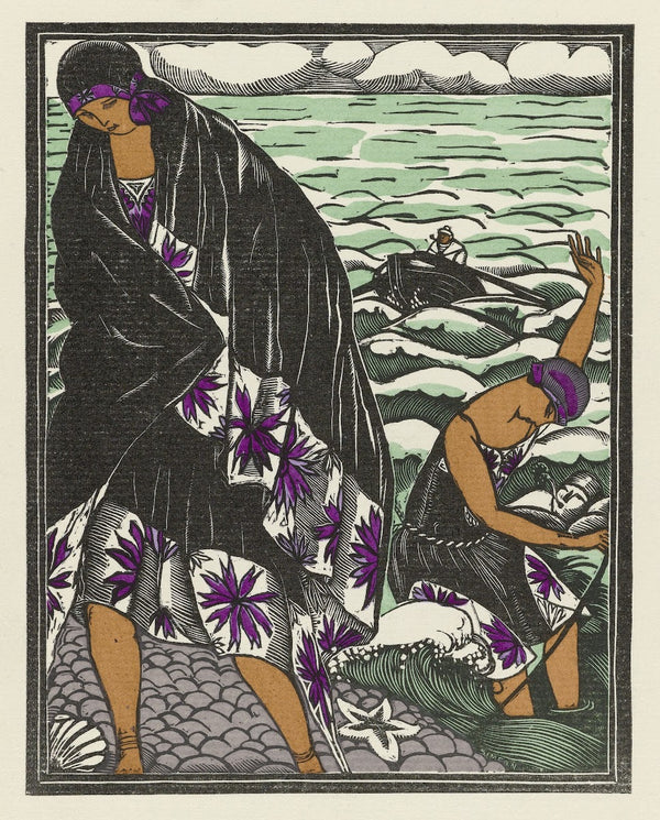 La leçon de natation  Costume et chale pour le bain 1921