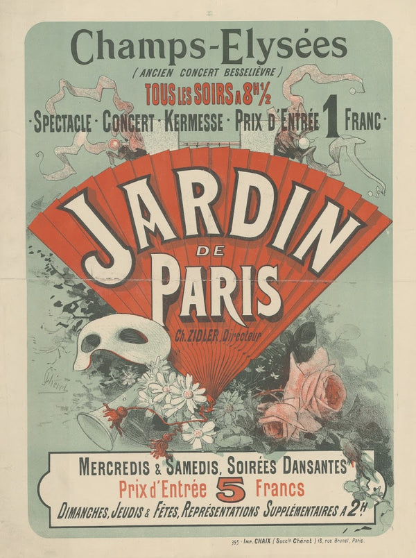Champs Elysées ancien Concert Besselièvre Jardin de Paris Ch Zidler 1884