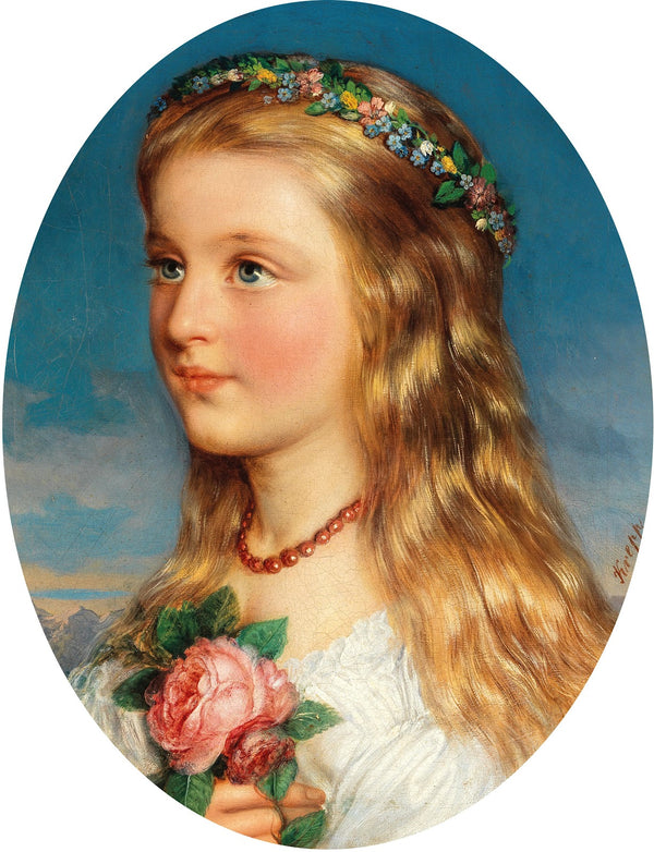 Portrait of a Girl with Flowers and Roses
