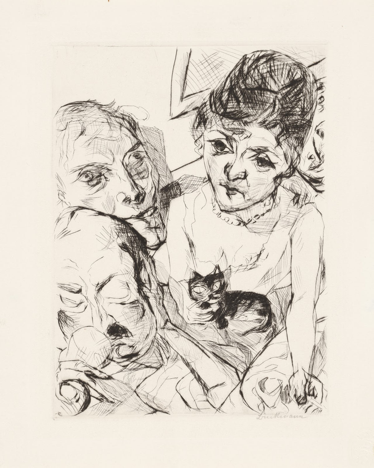Evening Self Portrait with the Battenbergs 1916