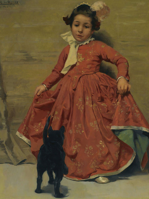 Girl dancing for hercat 1900