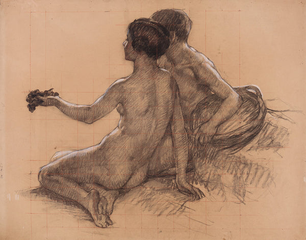 Etude pour le tableau LAutomne Deux personnages nus assis 1914