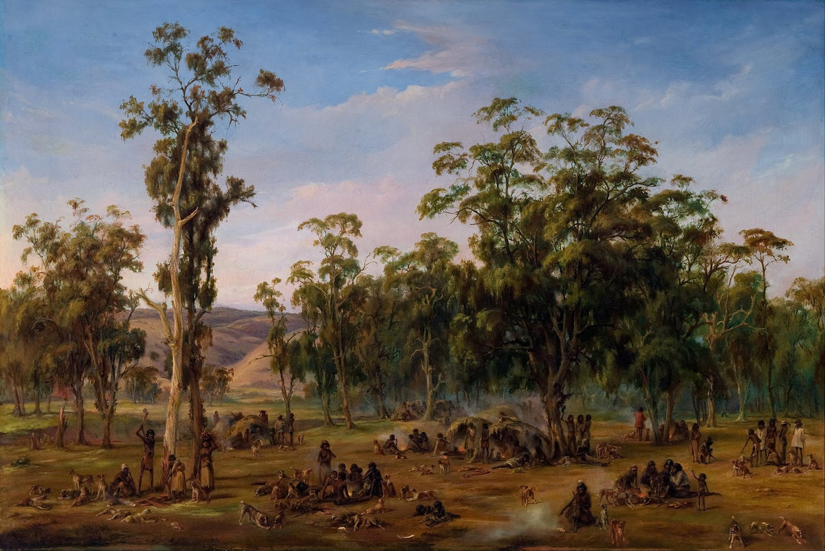 An Aboriginal encampment near the Adelaide foothills 1854