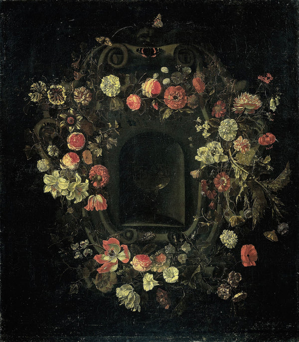 Wreath of Flowers encircling a Niche 1659   1663