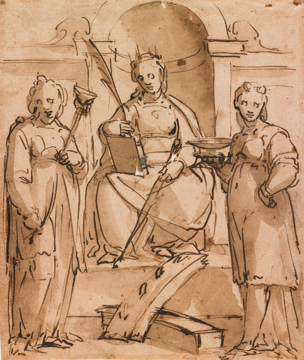 Saint Catherine Enthroned with Saint Lucy and Saint Agatha 16th 17th century