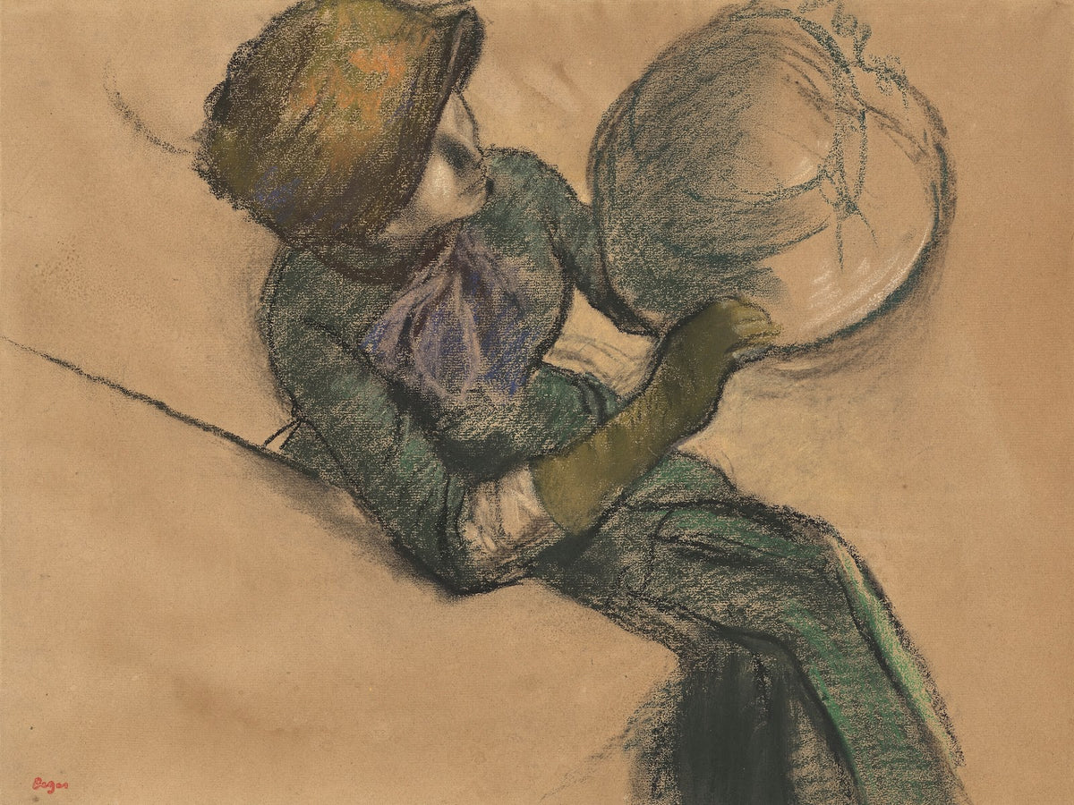 Femme tenant un chapeau circa 1885