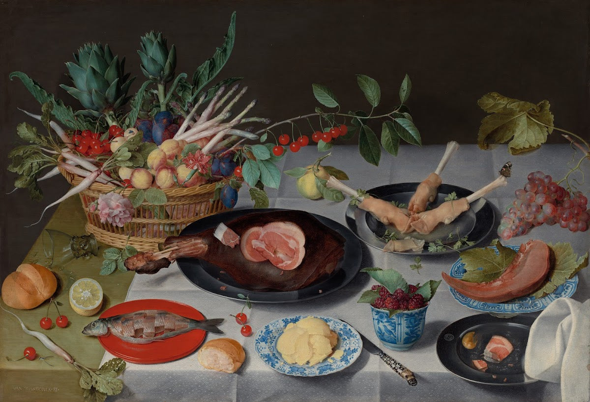 Still Life with Meat Fish Vegetables and Fruit c 161520