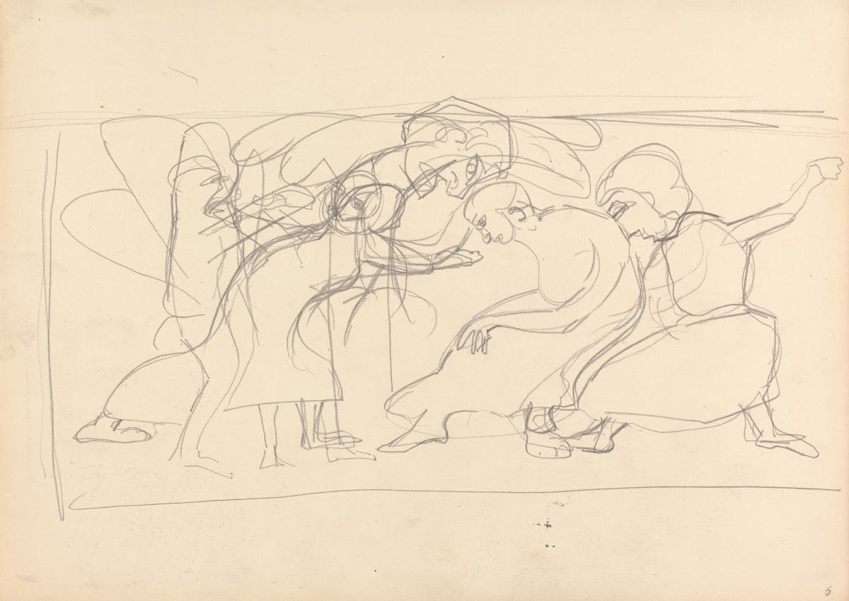 Cave of the Golden Calf Study for Decorative Panel Worshippers 1912