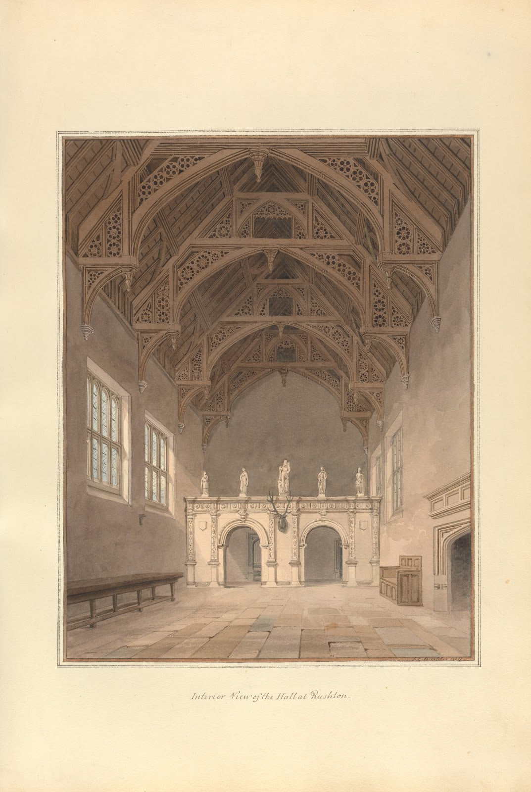 Interior View of the Hall at Rushton 1817