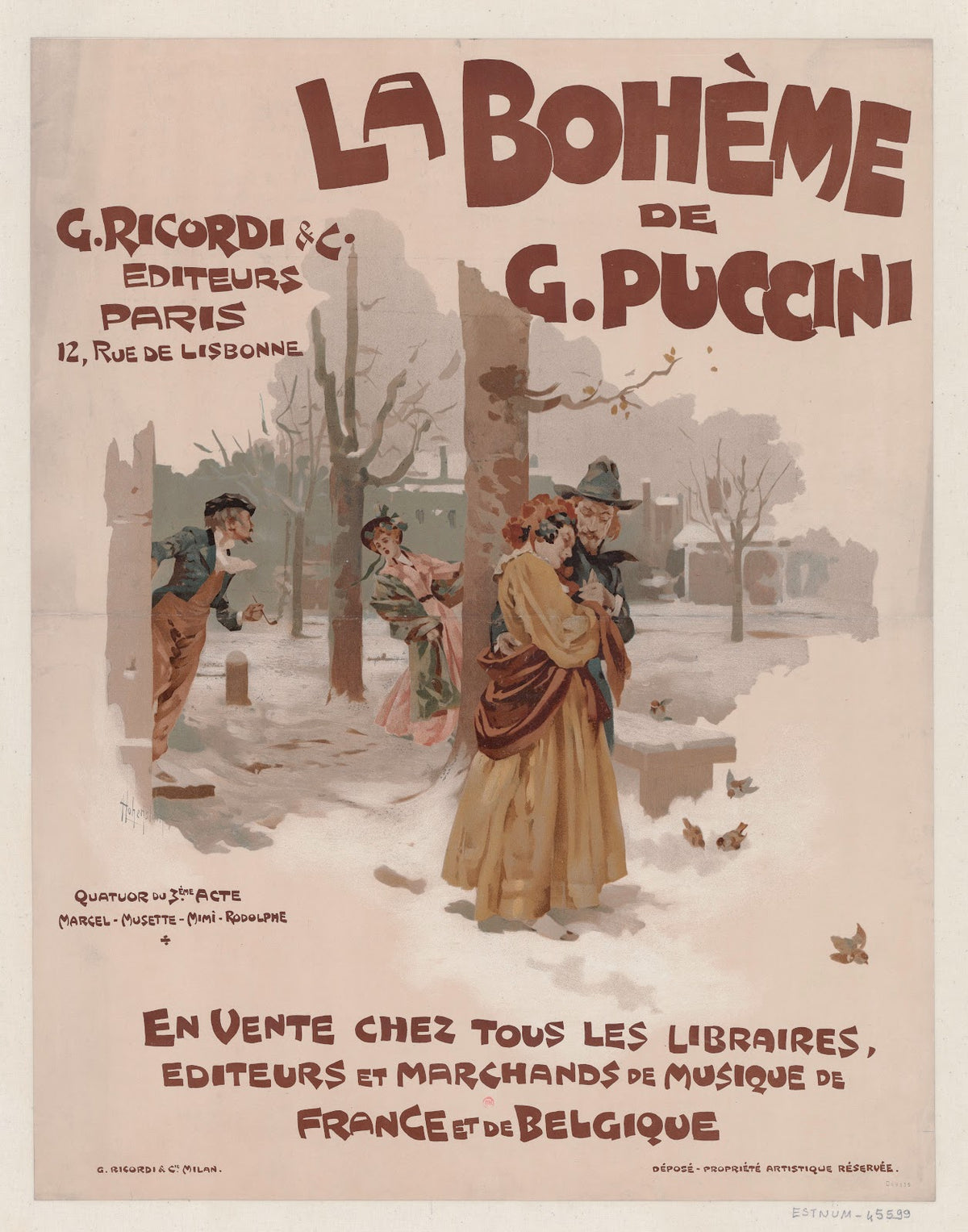 La Bohème de Puccini G Ricordi  C Editeurs Paris 12 rue de Lisbonne 1895