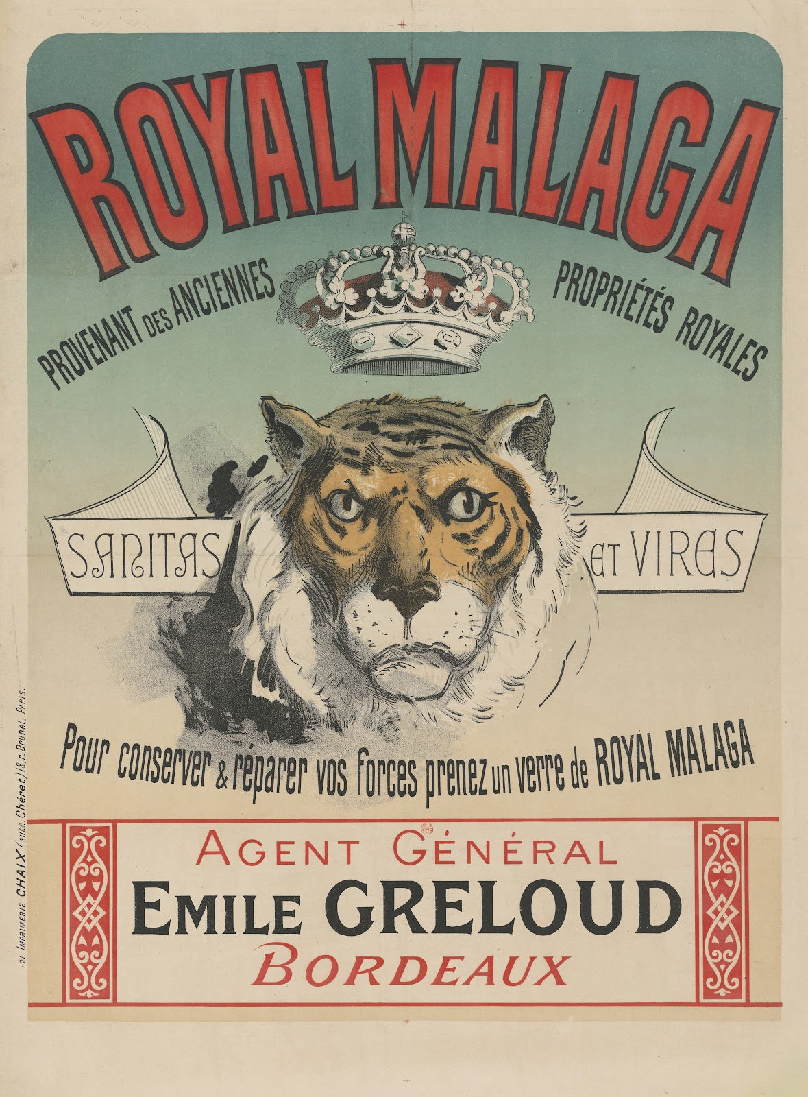 Royal Malaga sanitas et vires pour conserver  réparer vos forces prenez un verre
