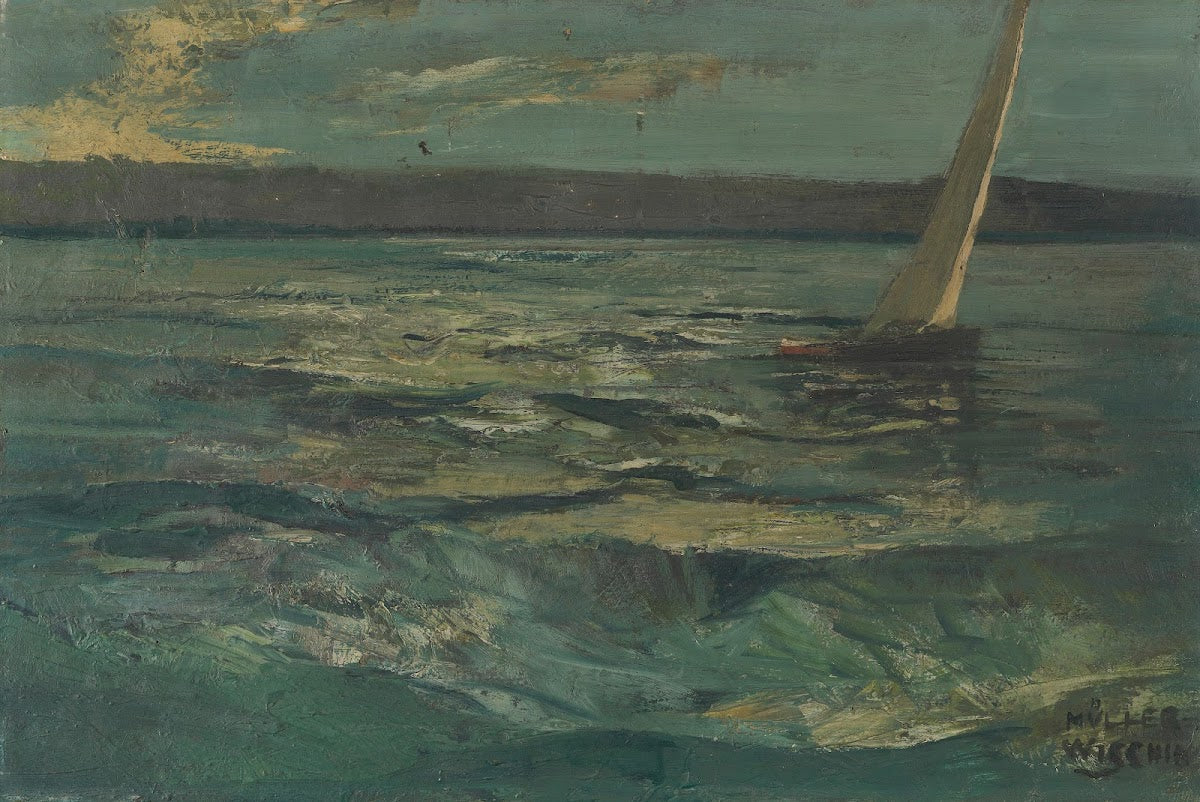 Bewegter See mit Segelboot