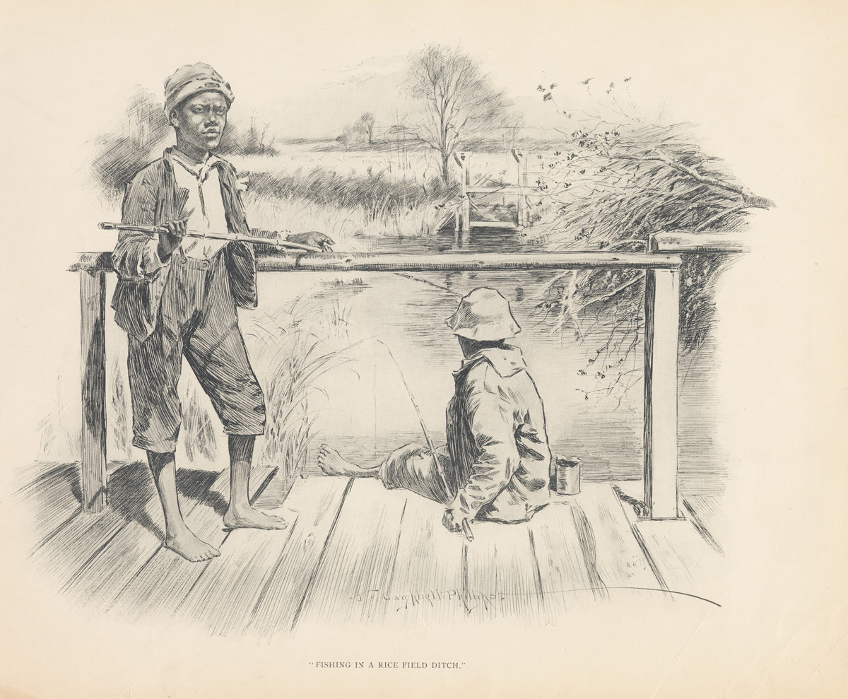 Fishing in a rice field ditch 1899